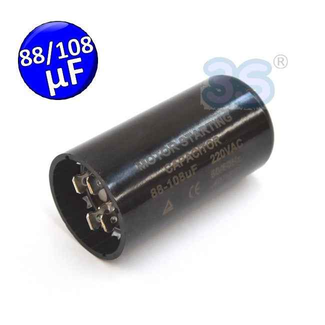 Condensateur de démarrage pour moteurs électriques 88 - 108 µF - 220 Vca - 50/60 Hz