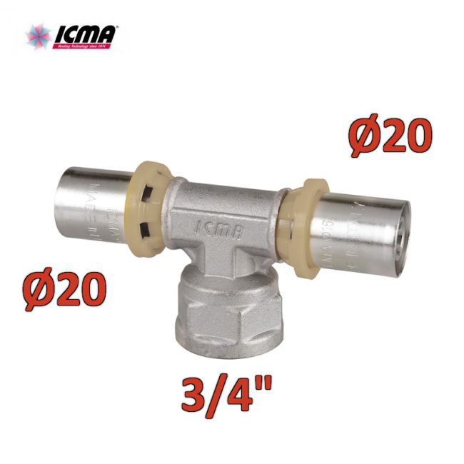 ICMA 408 - SEMPITER® Raccord en T femelle à sertir 20 x 3/4'' x 20