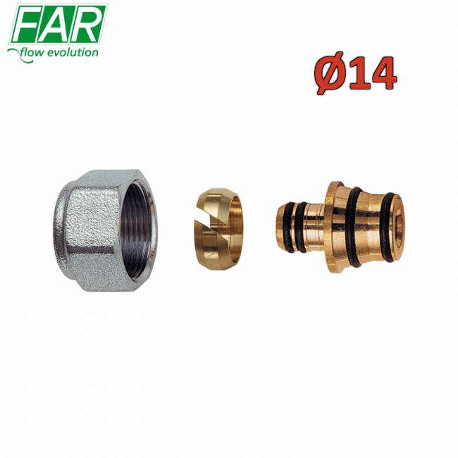 Adaptateur 6055 - 24x19 pour tuyau multicouche Ø 14 x épaisseur 2 mm, étanchéité par compression - FAR
