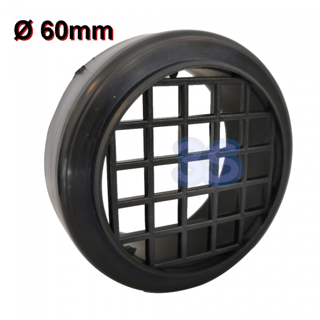 Anti-intrusion suction grill Ø 60 mm in black plastic - boiler fumes