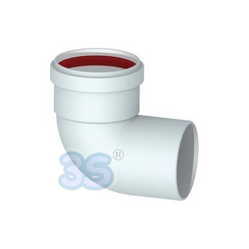 90° Male-Female Elbow in Extruded White Aluminum for Boiler Flues Ø 80mm
