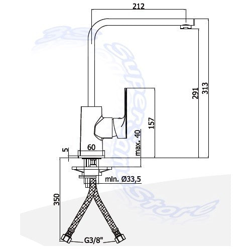Mitigeur d'évier de cuisine à bec plat SLY PAFFONI SY180 CR