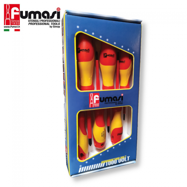 Jeu de 6 tournevis isolés professionnels pour électriciens, 1000 V - FUMASI