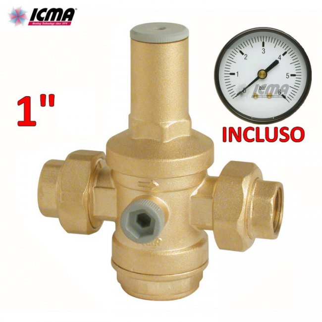 Réducteur de pression d'eau ICMA 1'' F-F manomètre inclus
