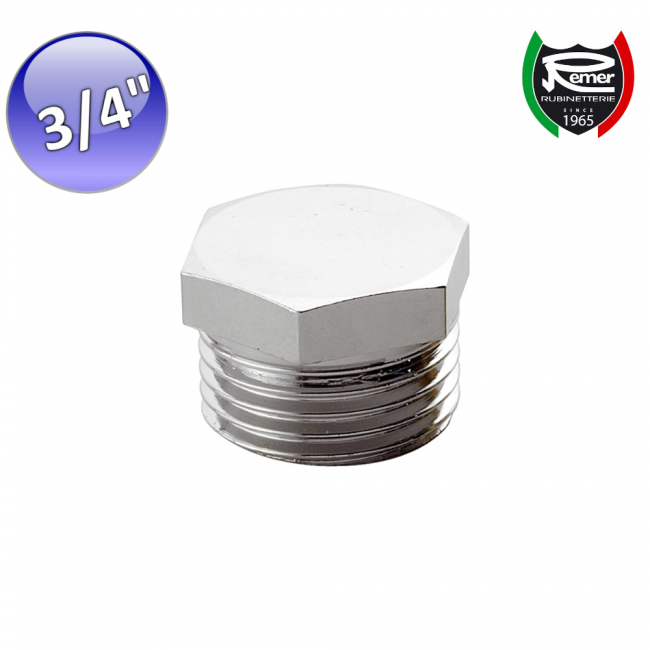 Bouchon hexagonal en laiton chromé 3/4'' - Remer 523