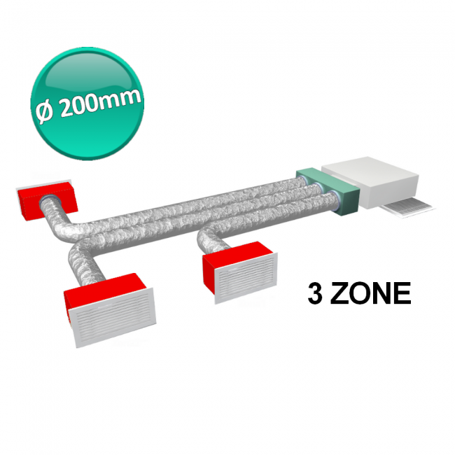 Kit d'accessoires complet pour système gainable 3 zones Ø 200 mm