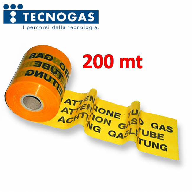 Roll of warning tape H. 1.20 x 200 m - CAUTION GAS PIPE