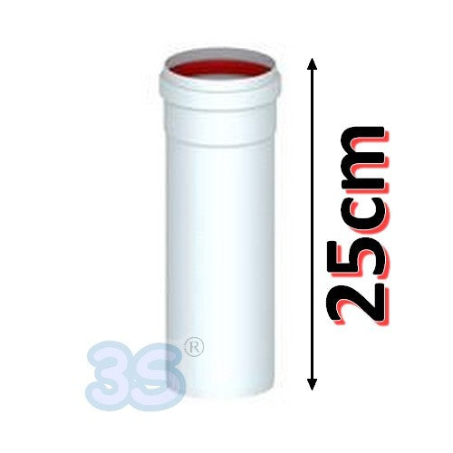 Extruded aluminum linear tube 25 cm white Ø 80mm for boilers