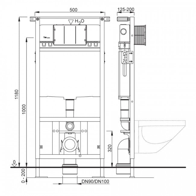 Module autoportant avec réservoir pour WC suspendu, cloison en plaques de plâtre - DUPLO WC 199 SCHWAB