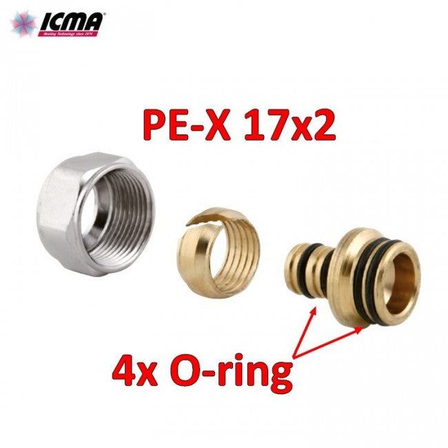 ICMA 101 Eurocone manifold fitting for PE-XA pipe Ø 17x2 mm with 4 O-rings