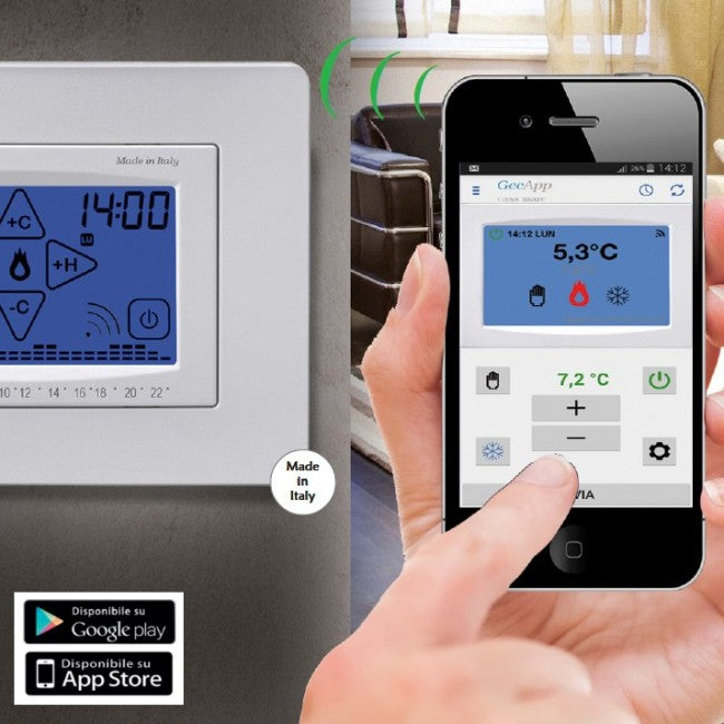 Chronothermostat hebdomadaire anthracite avec Wi-Fi et écran tactile ADSL, 230 V - GecApp Crono