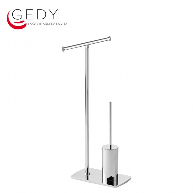 GEDY Florida - Freestanding Bathroom Accessory, Double Toilet Paper Holder and Toilet Brush