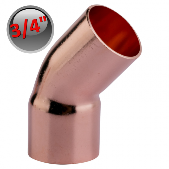 45° solder copper elbow fitting 3/4" - 19.05 mm female - male