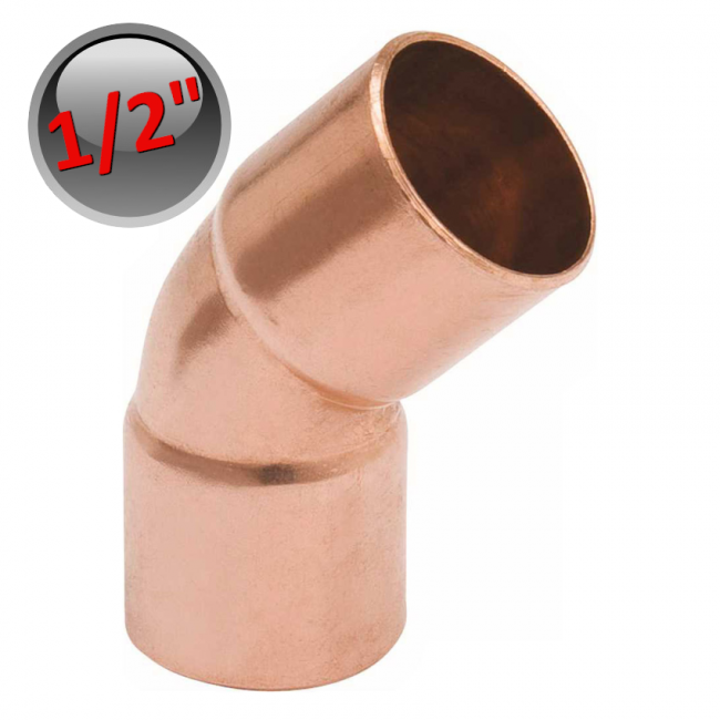Copper solder elbow 45° 1/2'' - 12.7 mm female - female