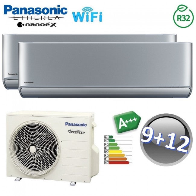 Climatiseur split bi-split ETHEREA SILVER Panasonic 9000+12000 BTU A+++ WIFI NanoeX