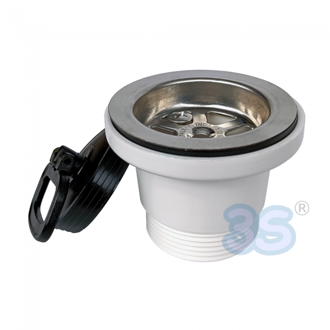 Bonde ronde de 1/2 pouce de hauteur pour évier de cuisine Ø 70 mm sans trop-plein