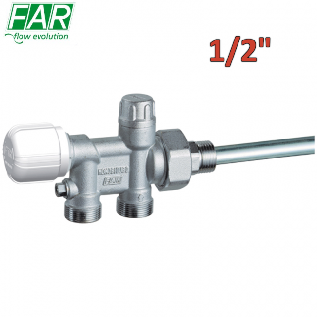 1438 - Vanne thermostatique monotube 1/2'' avec raccord en cuivre ou multicouche - FAR