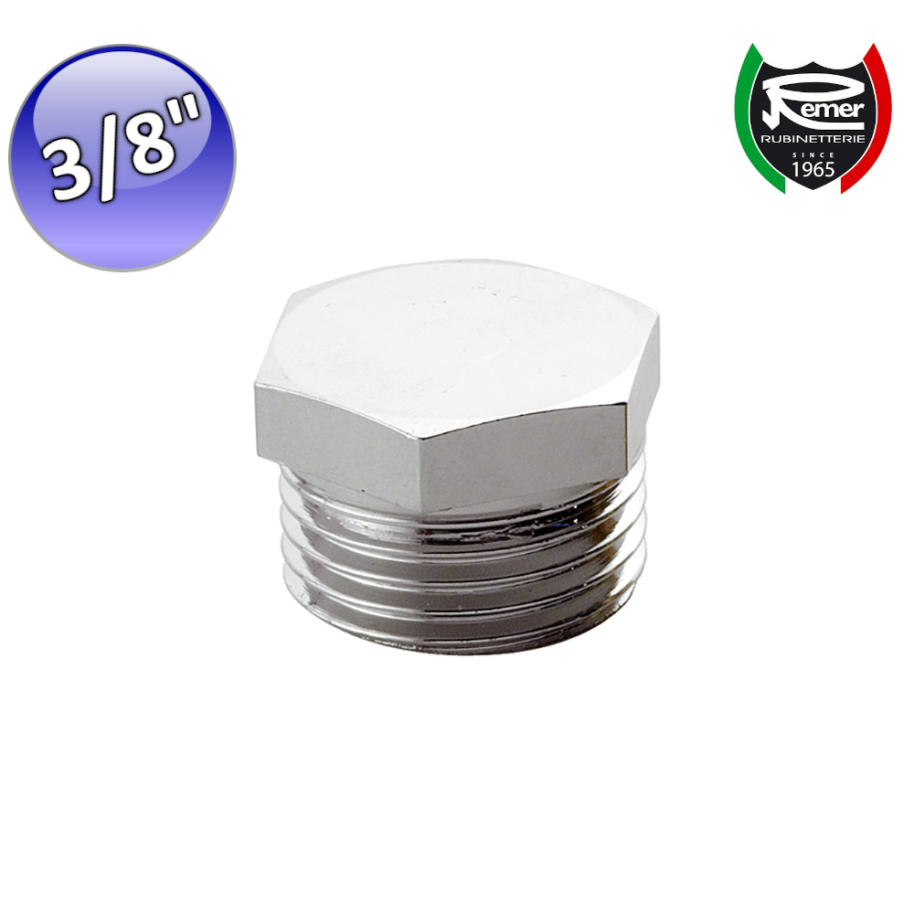 Bouchon hexagonal en laiton chromé 3/8'' - Remer 523