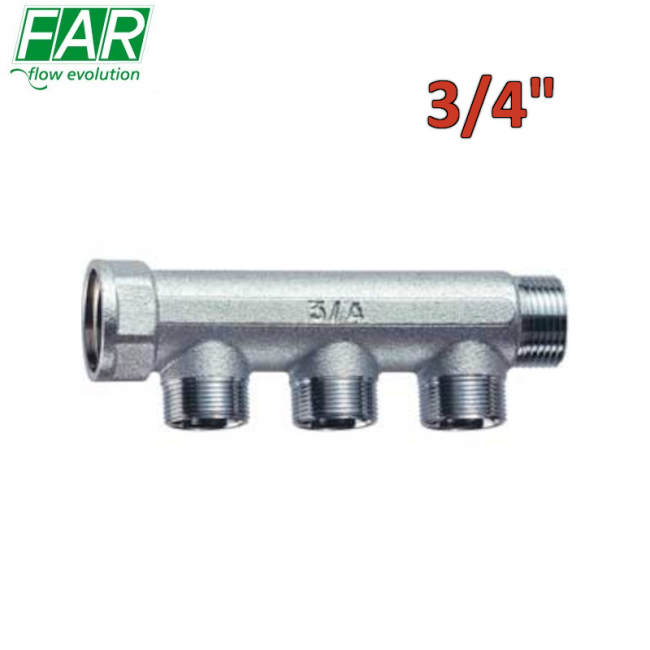3350 - Collecteur modulaire 3 voies 3/4'' M-F, entraxe de 36 mm - FAR